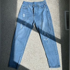 SHEIN Distressed High Rise Mom Jeans